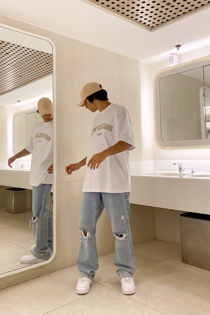 New Orleans Baskılı Oversize Tshirt