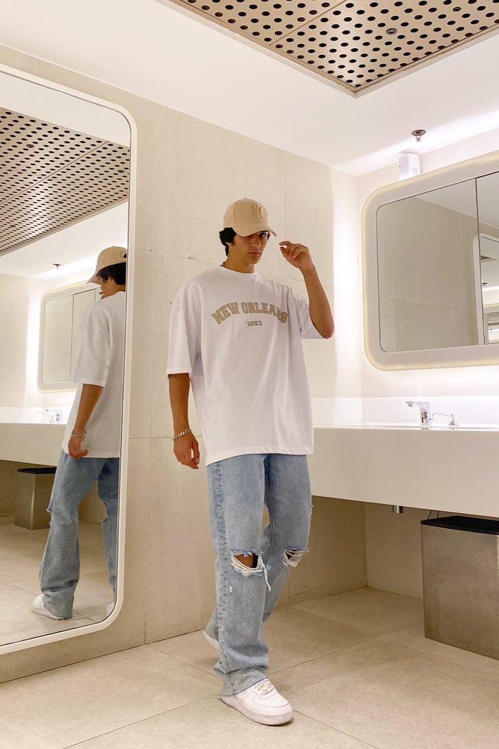 New Orleans Baskılı Oversize Tshirt
