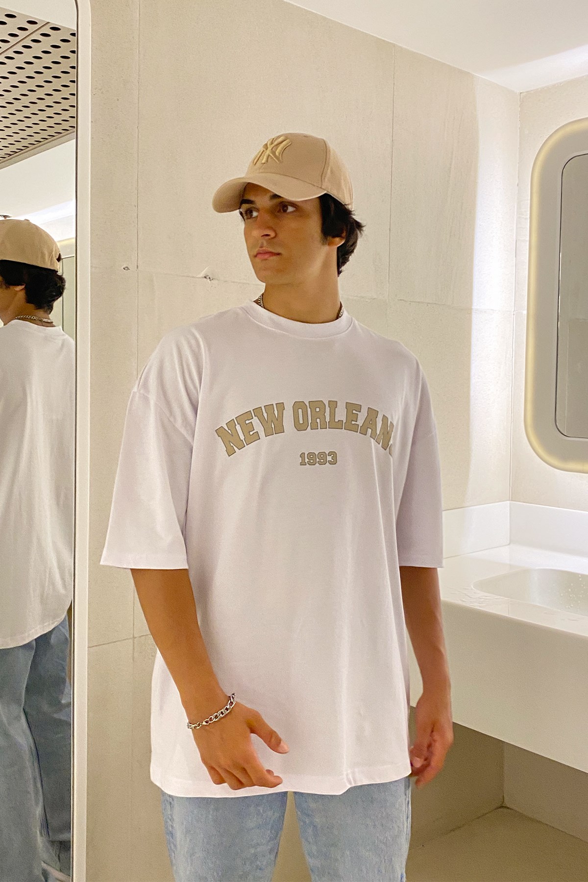 New Orleans Baskılı Oversize Tshirt