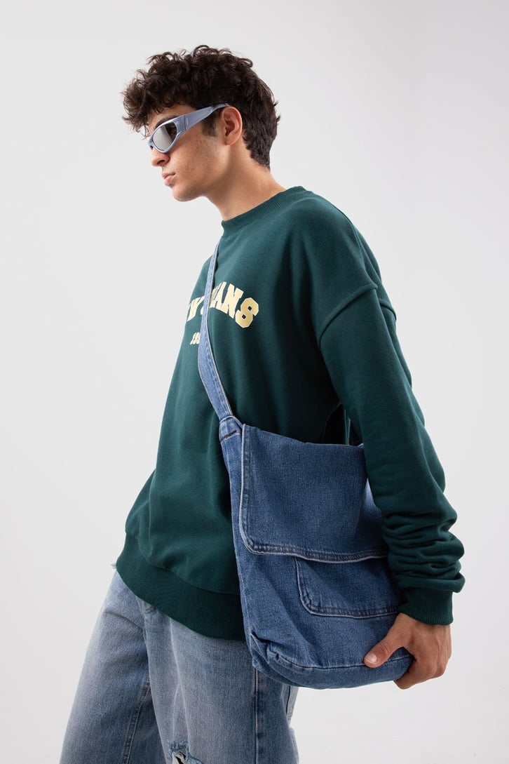 New Orleans Baskılı Yeşil Hoodie