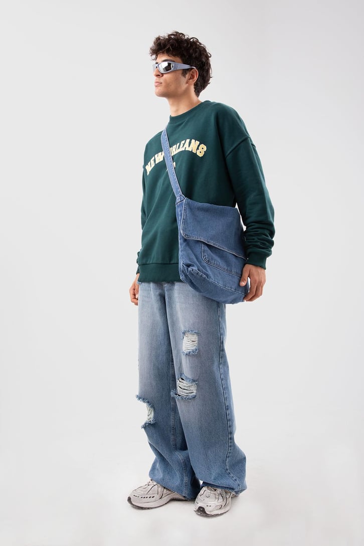 New Orleans Baskılı Yeşil Hoodie