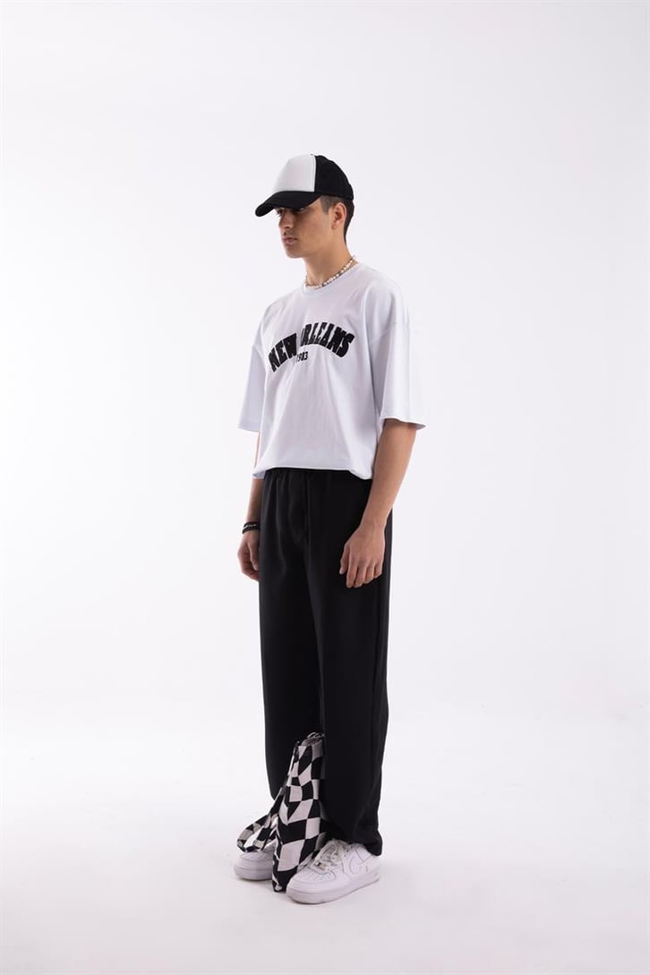 New Orleans Nakışlı Beyaz Oversize Tişört