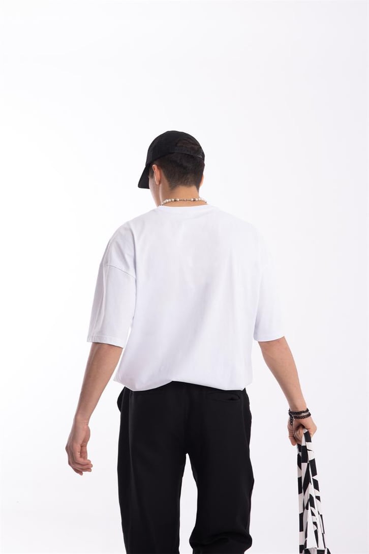 New Orleans Nakışlı Beyaz Oversize Tişört