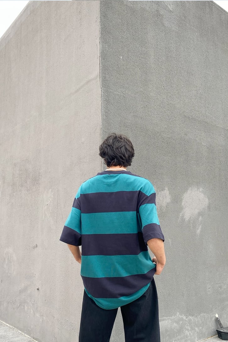 New York Nakışlı Zümrüt Yeşili Oversize Tshirt