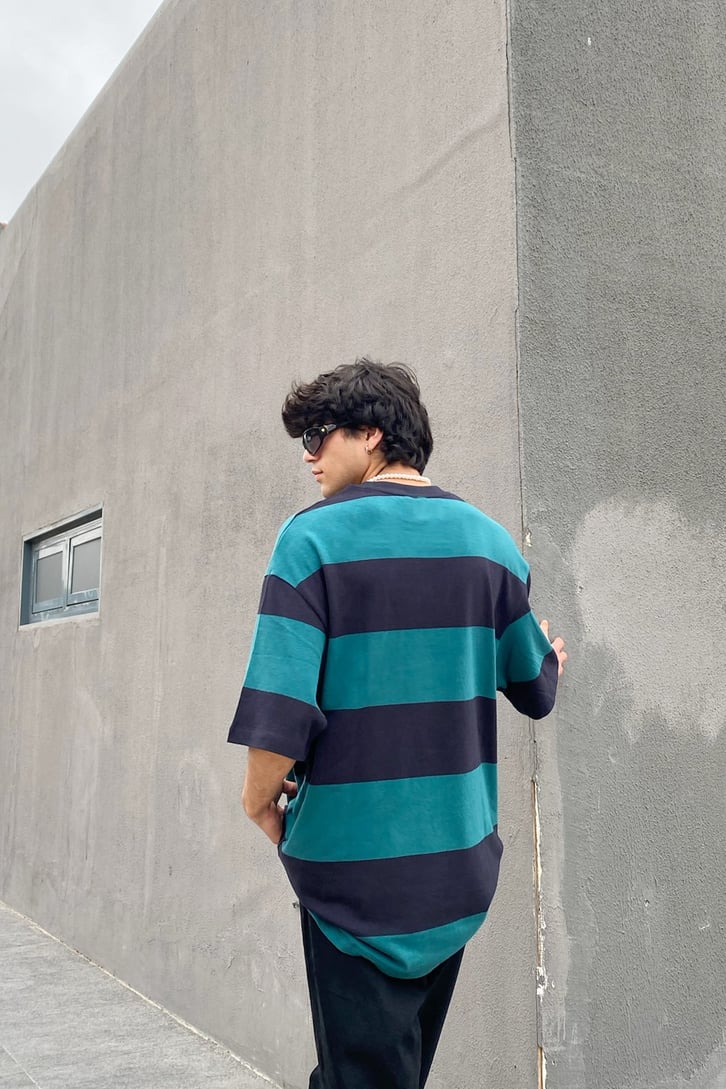 New York Nakışlı Zümrüt Yeşili Oversize Tshirt
