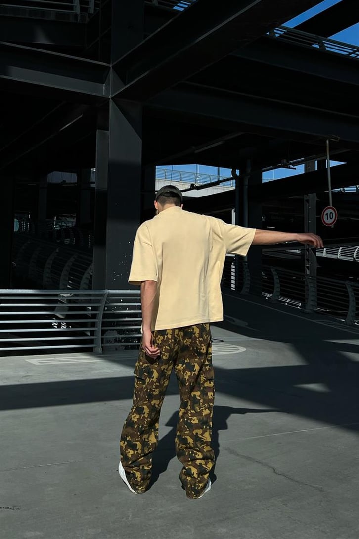 New York Worldwide Bej Oversize Tişört