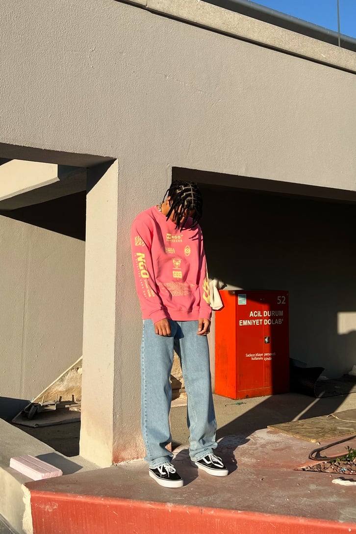 Ngo Surround Baskılı Pembe Sweatshirt