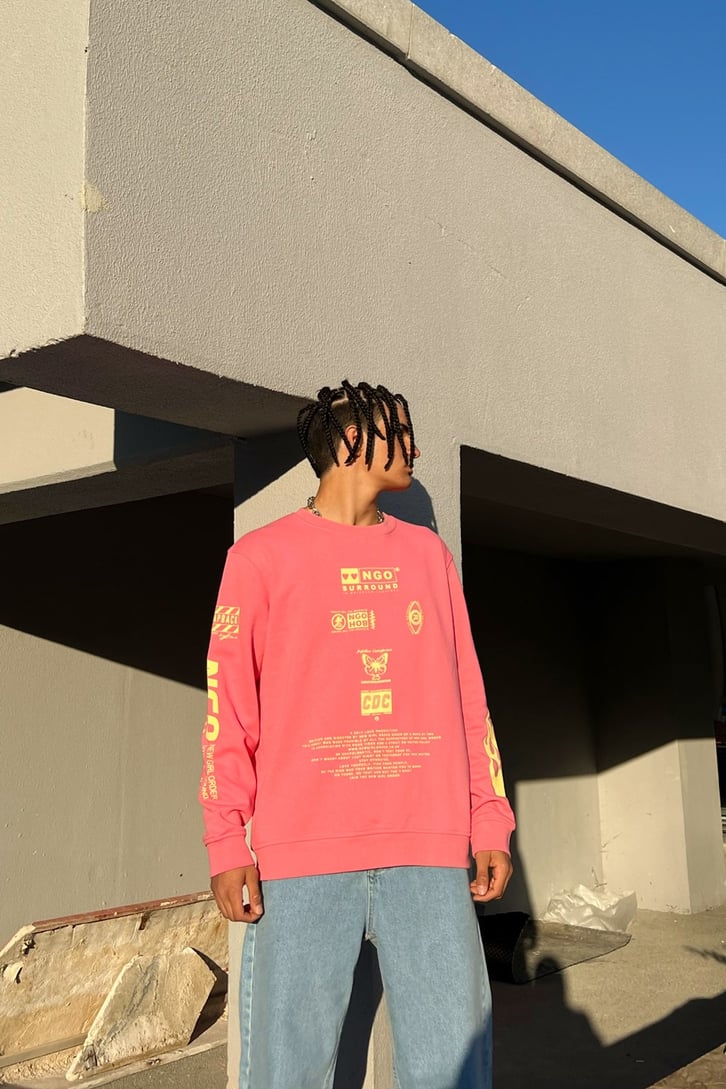 Ngo Surround Baskılı Pembe Sweatshirt