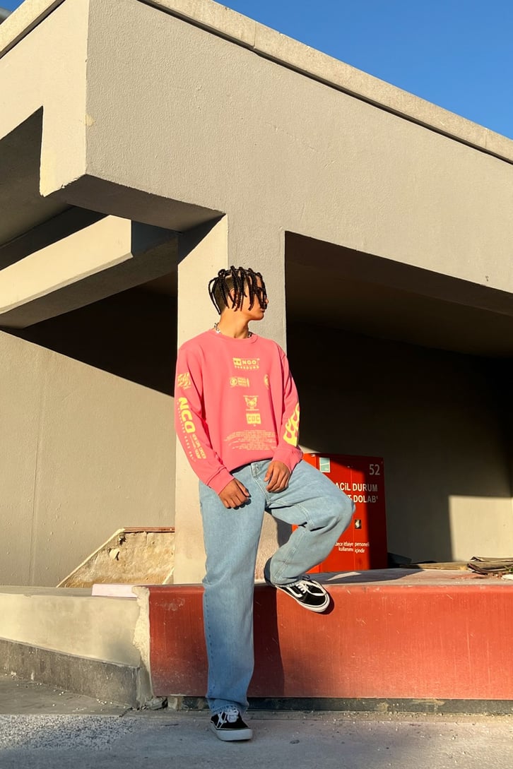 Ngo Surround Baskılı Pembe Sweatshirt