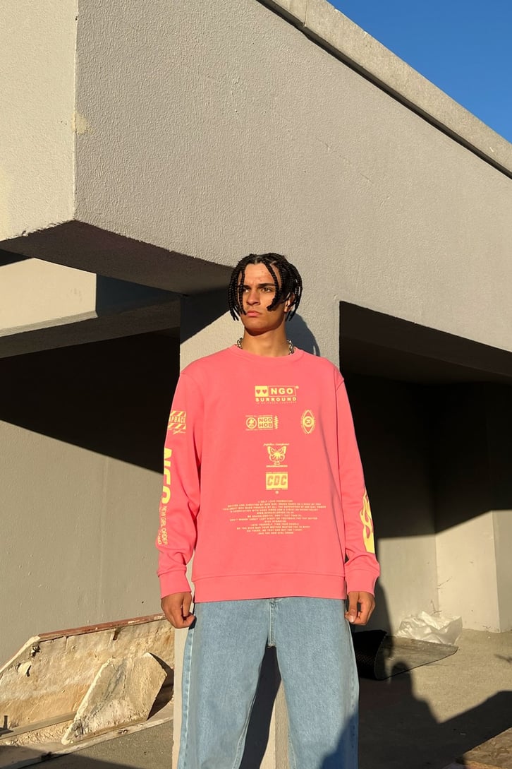 Ngo Surround Baskılı Pembe Sweatshirt