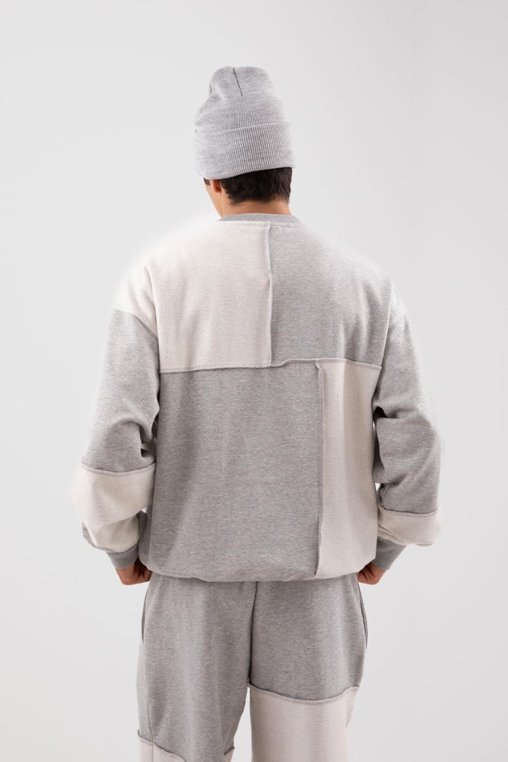 Nicce Baskılı Patch Gri Oversize Sweatshirt