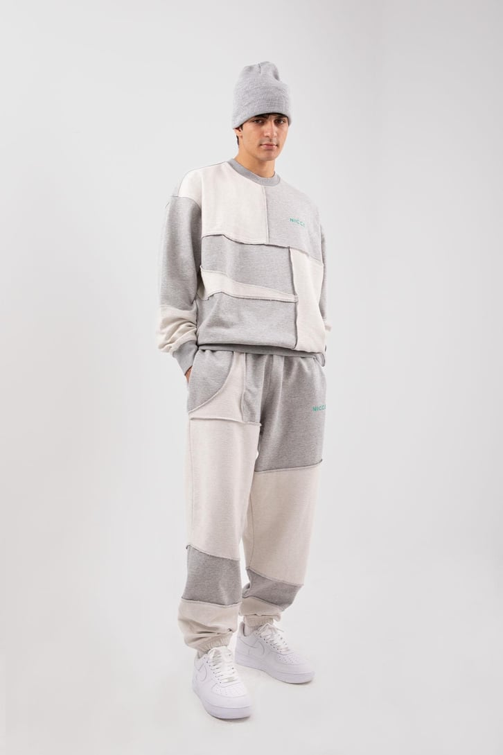 Nicce Baskılı Patch Gri Oversize Sweatshirt