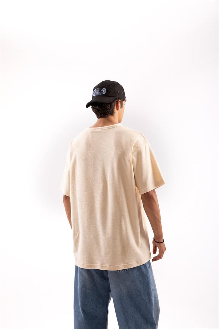 Nıcce Nakışlı Krem Oversize Tişört