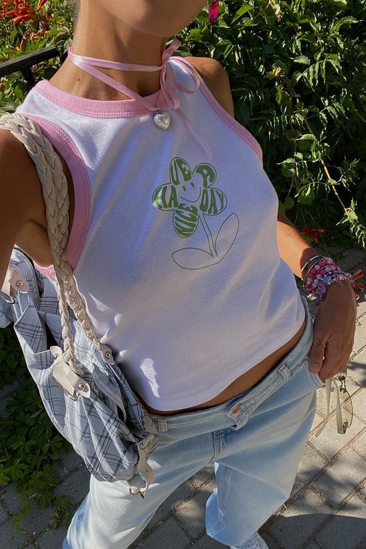 Nice Day Flower Beyaz Kolsuz Crop