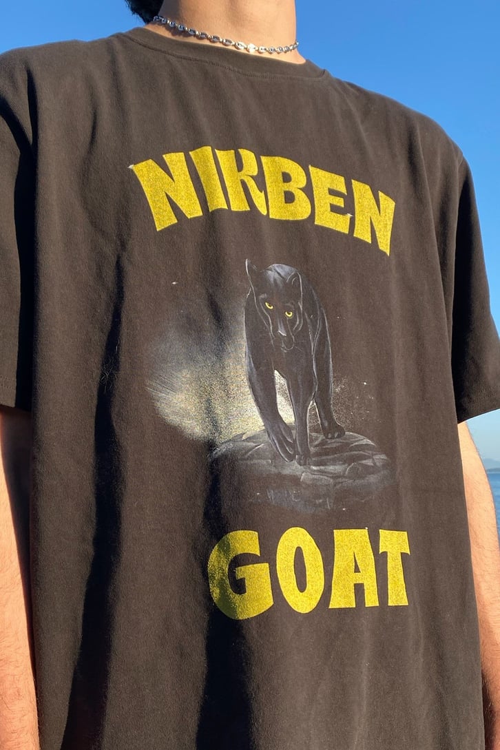 Nirben Goat Baskılı Siyah Oversize Tshirt