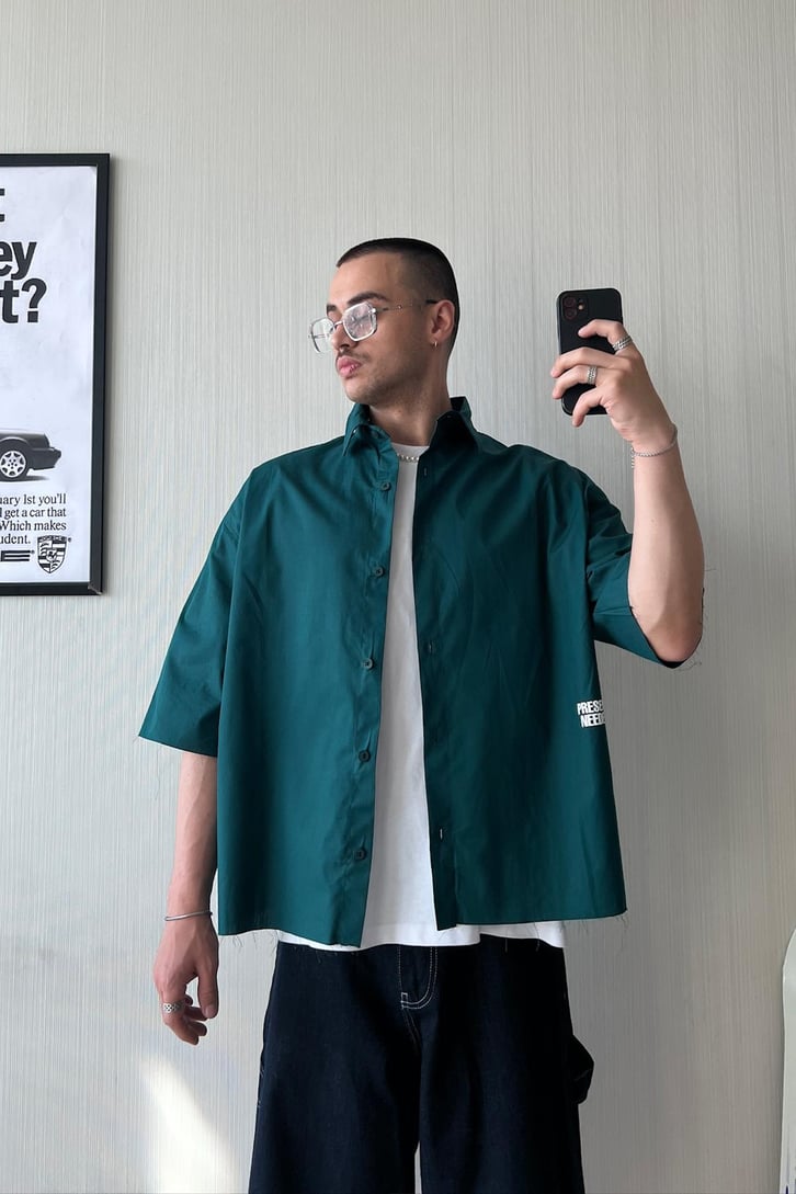 No Stylist! Kısa Kol Oversize Gömlek