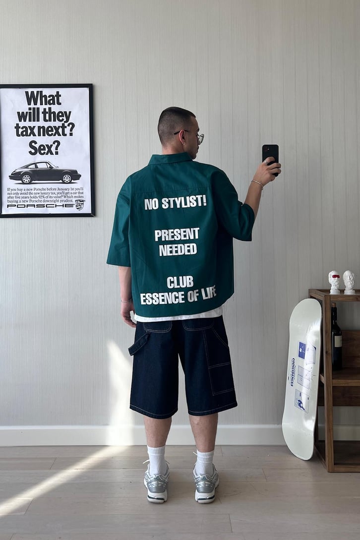 No Stylist! Kısa Kol Oversize Gömlek