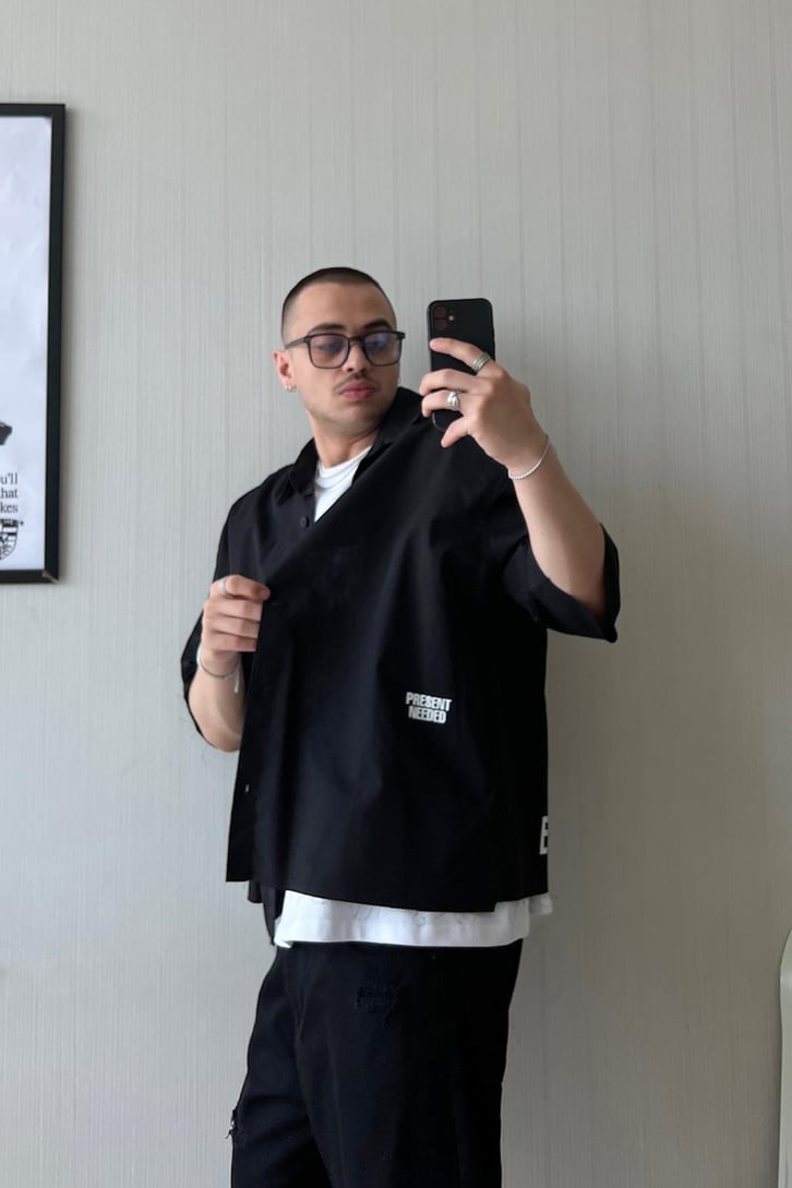 No Sytlist! Kısa Kol Oversize Gömlek