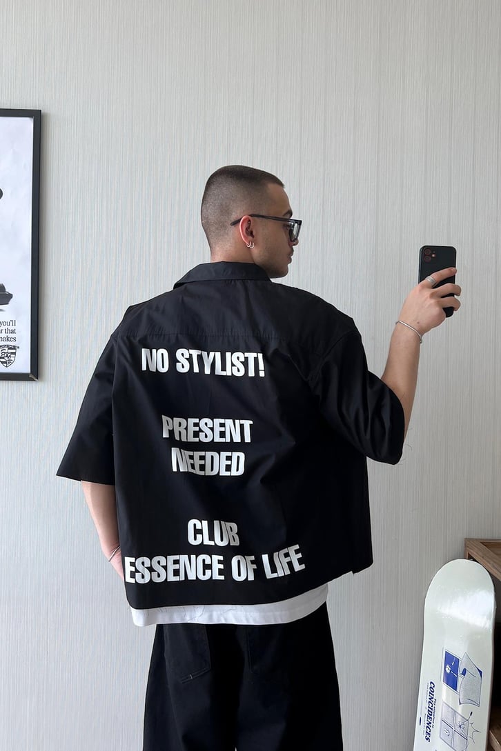 No Sytlist! Kısa Kol Oversize Gömlek