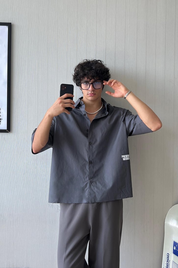 No Sytlist! Kısa Kol Oversize Gömlek