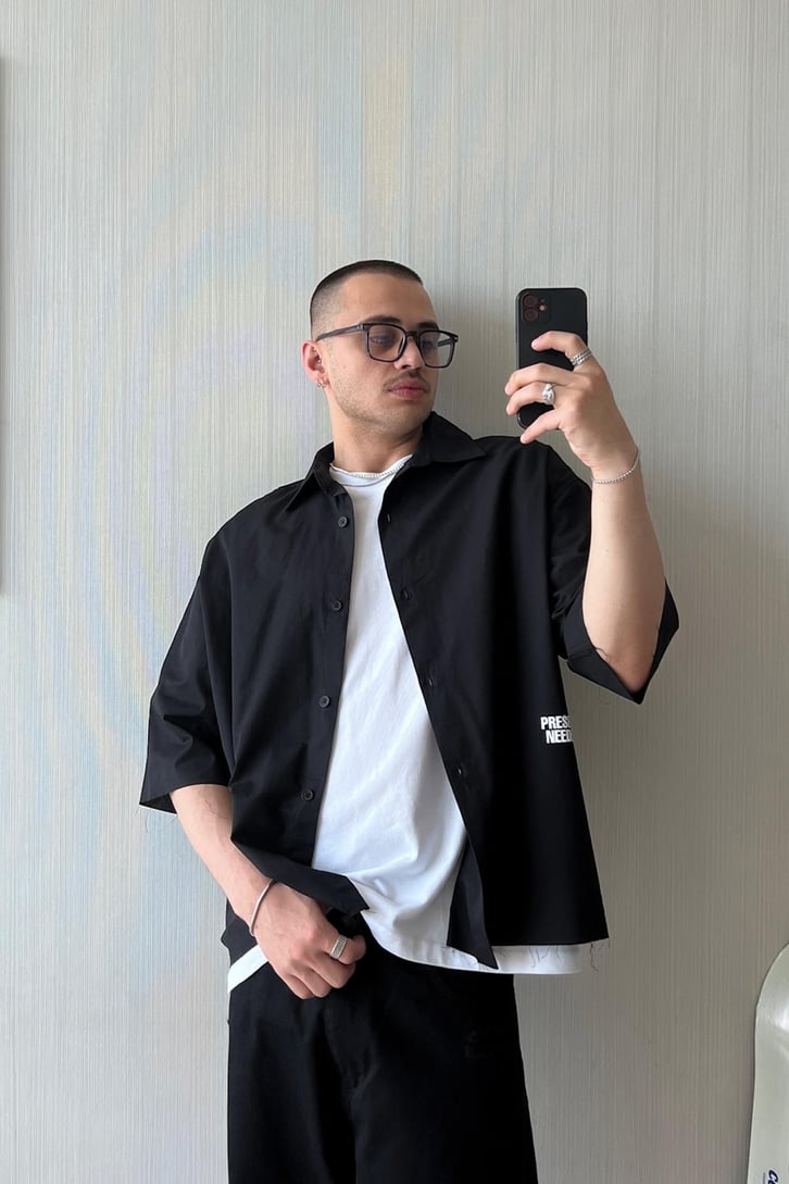 No Sytlist! Kısa Kol Oversize Gömlek