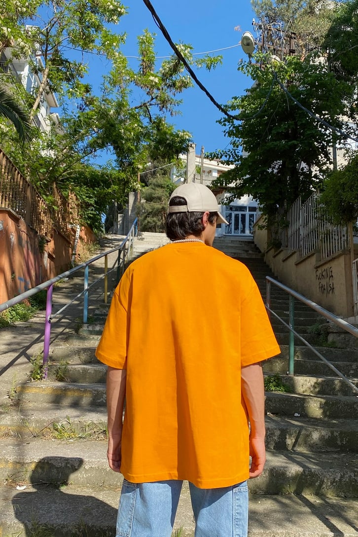Noah Nakışlı Hardal Oversize Tshirt