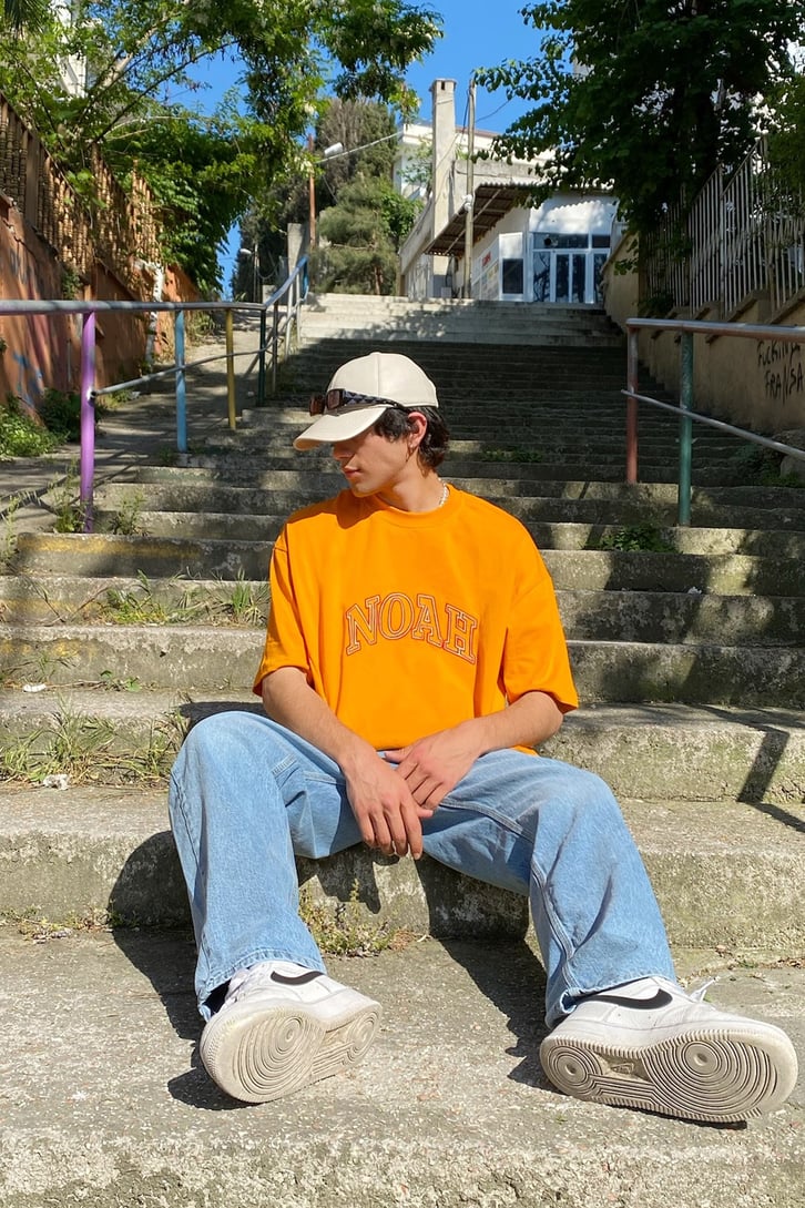 Noah Nakışlı Hardal Oversize Tshirt