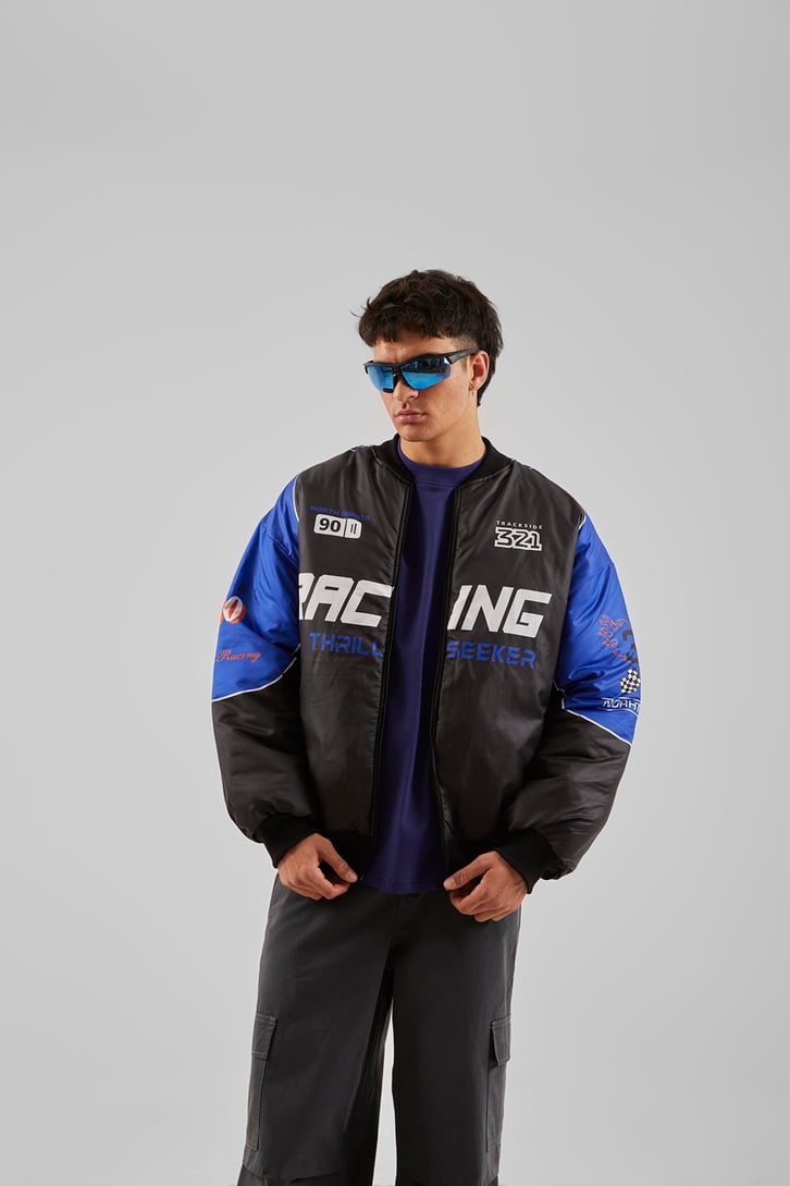North Baskılı Mavİ Racing Ceket