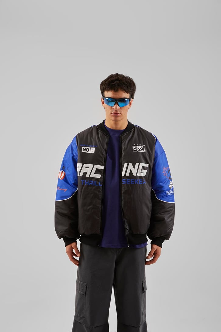 North Baskılı Mavİ Racing Ceket