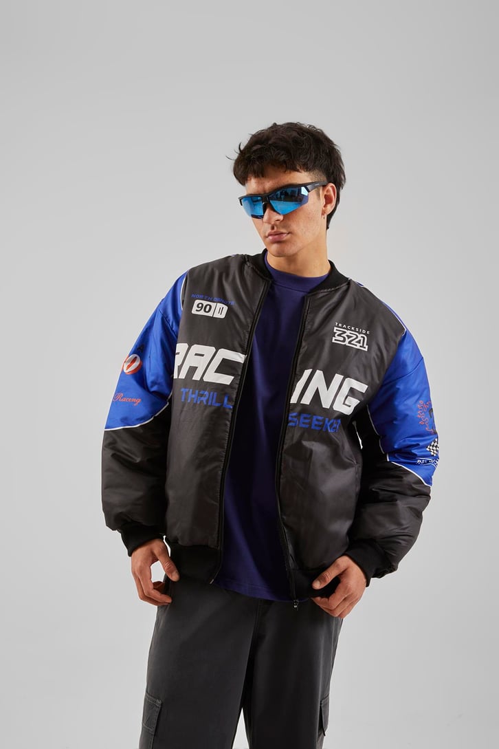 North Baskılı Mavİ Racing Ceket