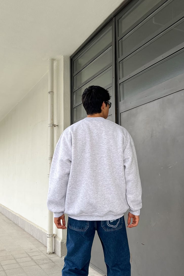 Nothing Baskılı Gri Oversize Swetshirt