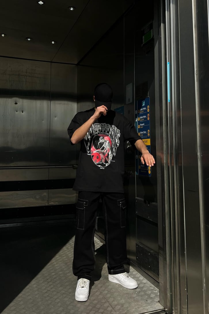 Nothing Skull Siyah Oversize Tshirt