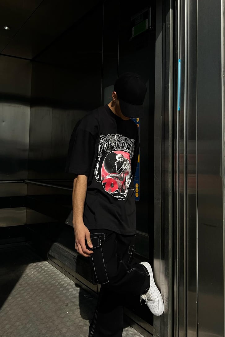 Nothing Skull Siyah Oversize Tshirt