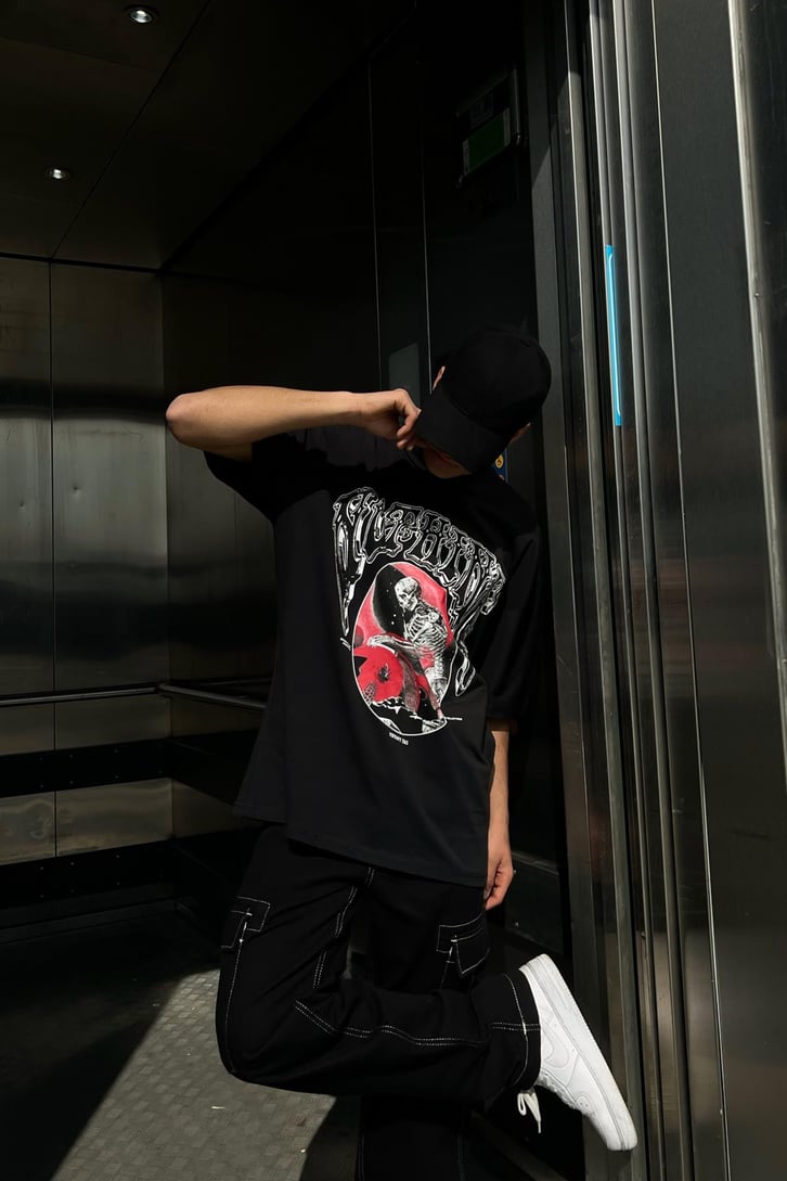Nothing Skull Siyah Oversize Tshirt