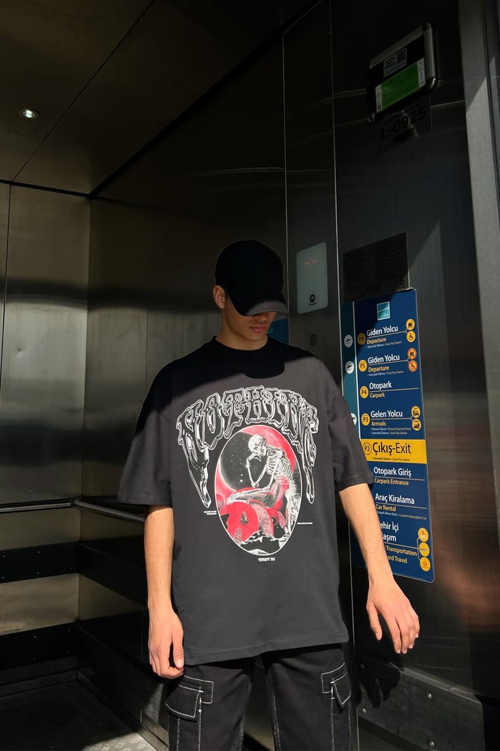 Nothing Skull Siyah Oversize Tshirt