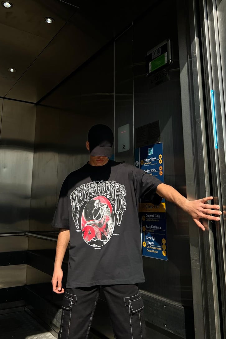 Nothing Skull Siyah Oversize Tshirt