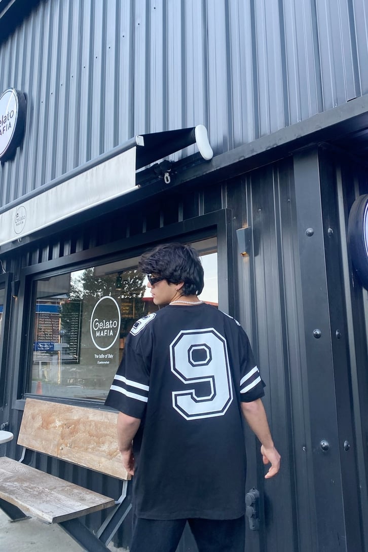 Number Nine Baskılı Oversize Tshirt