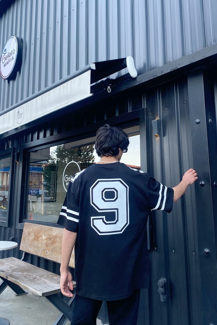 Number Nine Baskılı Oversize Tshirt