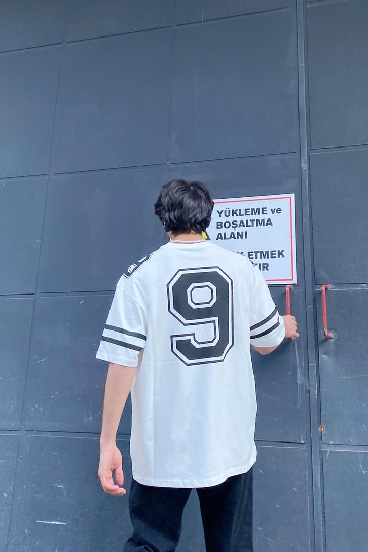 Number Nine Baskılı Oversize Tshirt
