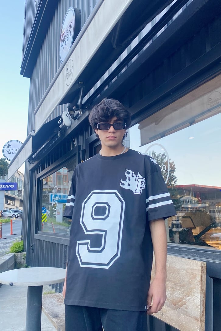Number Nine Baskılı Oversize Tshirt