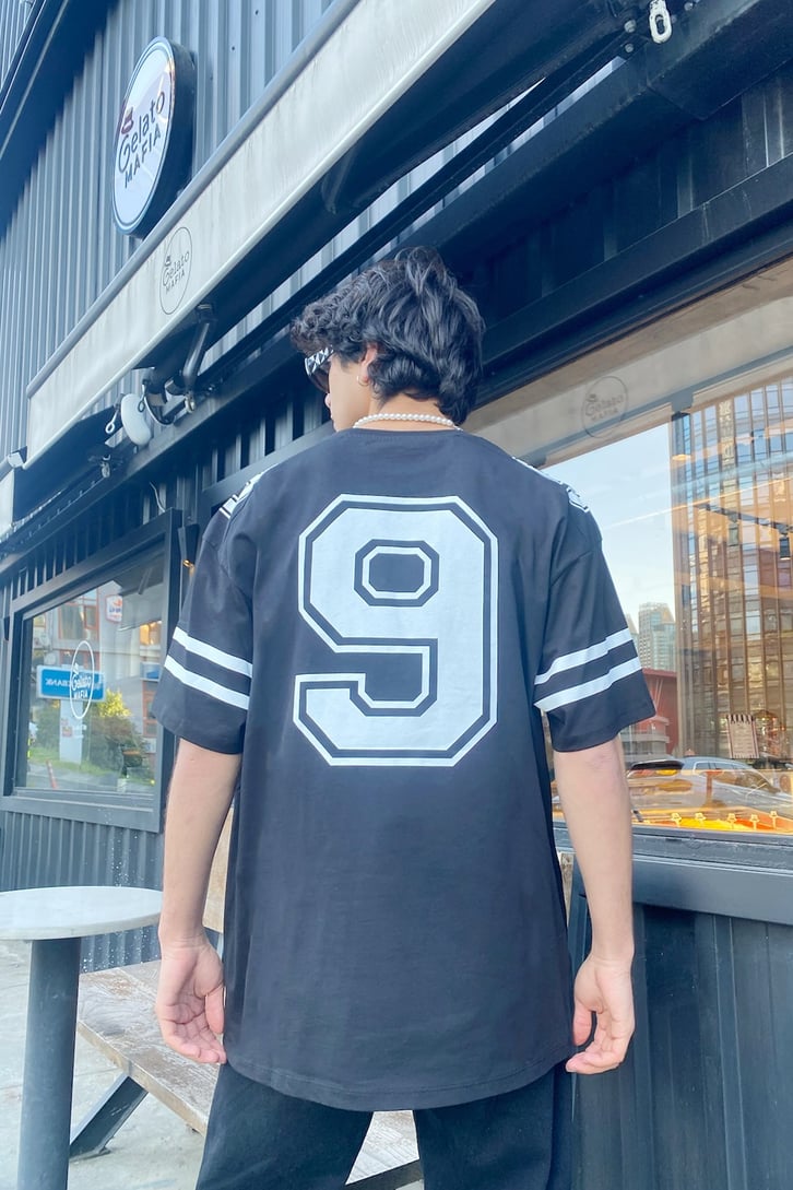 Number Nine Baskılı Oversize Tshirt