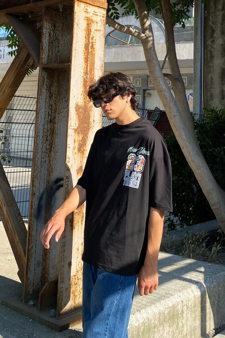 NY 78 Sırt Baskılı Oversize Tshirt