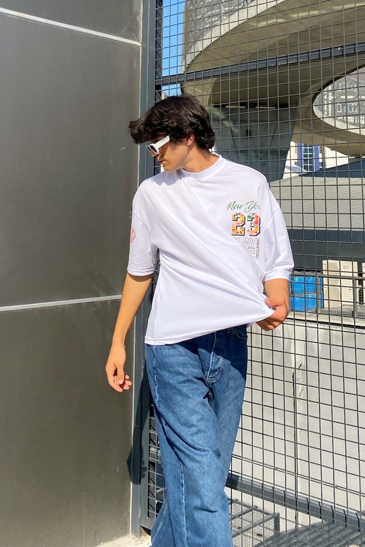 NY 78 Sırt Baskılı Oversize Tshirt
