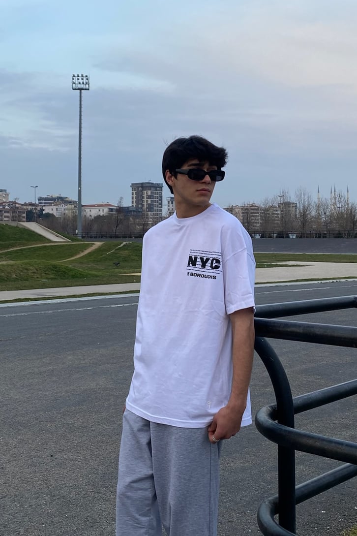 NY City Oversize Beyaz Tshirt