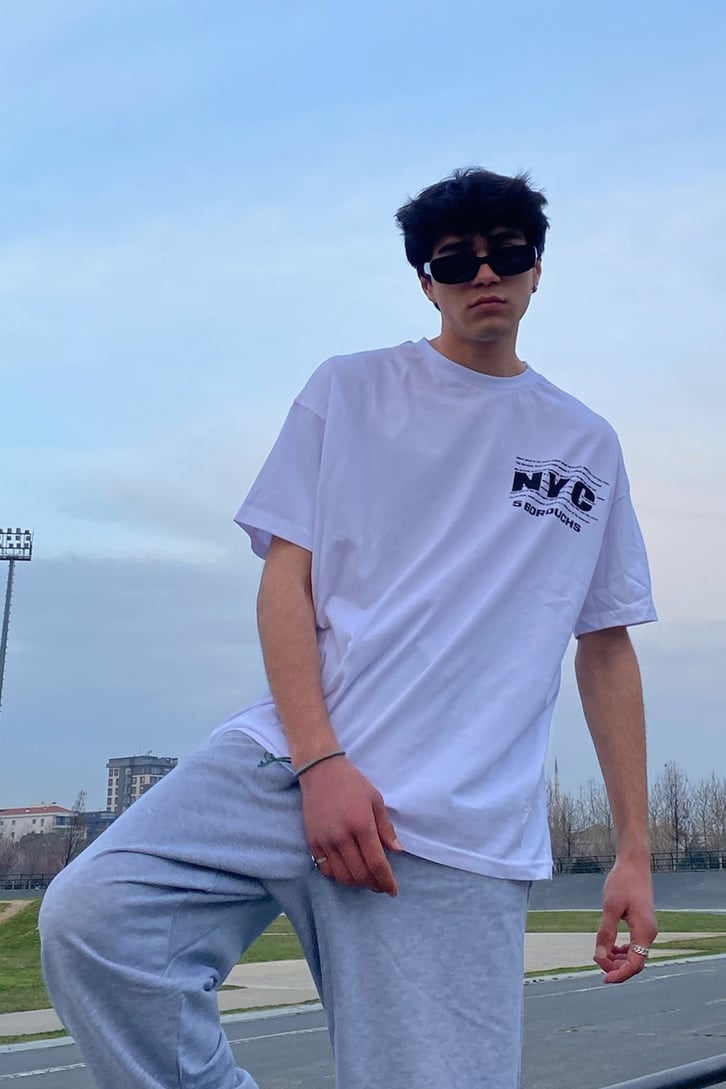 NY City Oversize Beyaz Tshirt