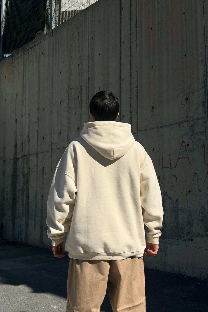 Oace Nakışlı Taş Rengi Oversize Sweatshirt