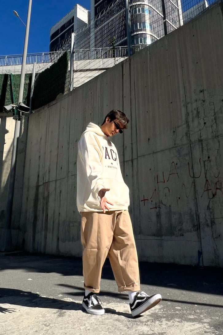 Oace Nakışlı Taş Rengi Oversize Sweatshirt