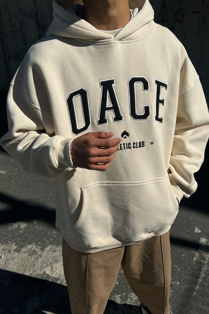 Oace Nakışlı Taş Rengi Oversize Sweatshirt