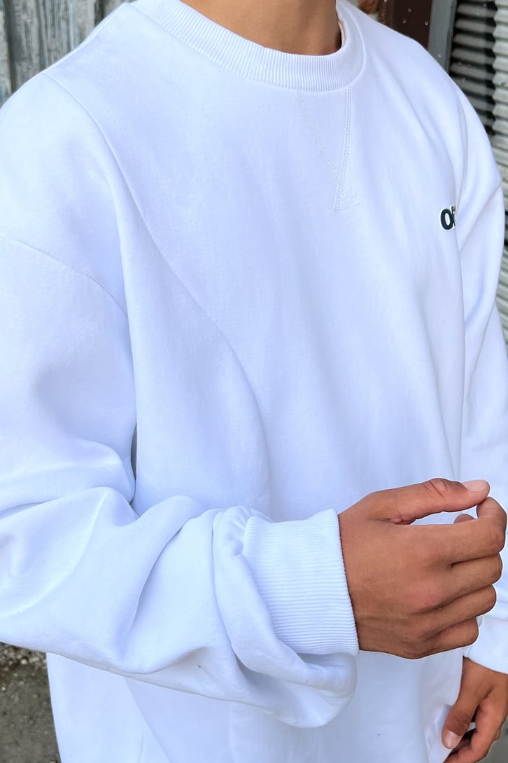 Ofcl Baskılı Beyaz Oversize Sweatshirt
