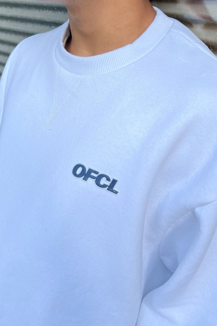 Ofcl Baskılı Beyaz Oversize Sweatshirt